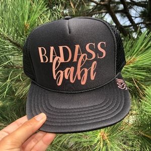 Badass Babe Traditional Trucker Hat Rose Gold